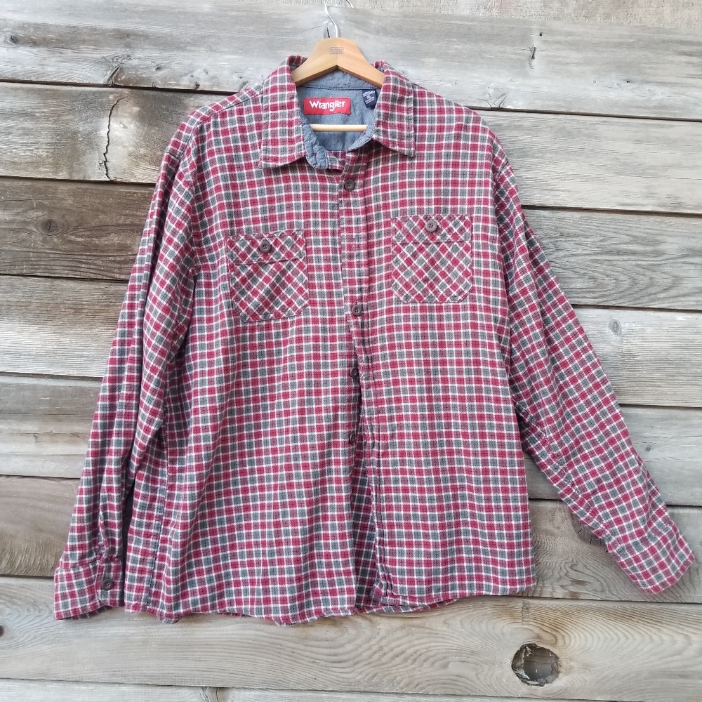 Wrangler Mens XL Long Sleeve Red and Grey